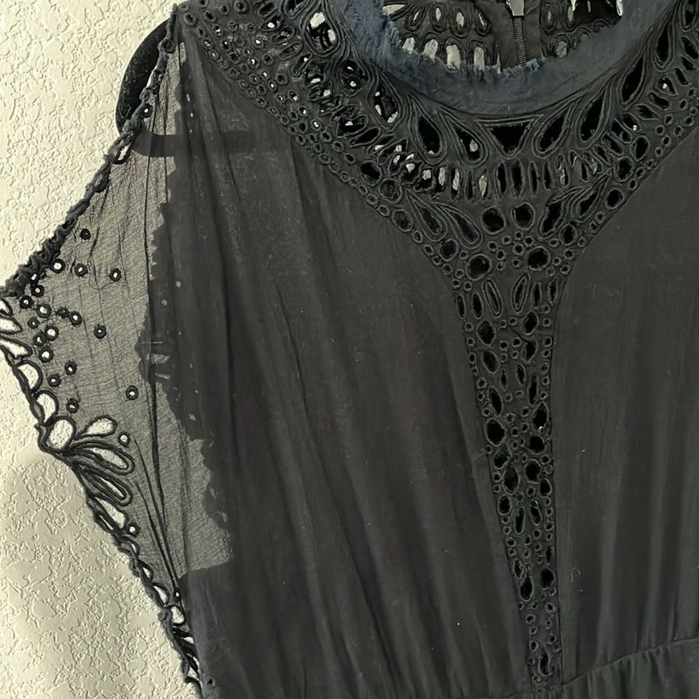 IRO Caity Embroidered Mini Dress, Black/Navy, Size 8 (40) - Picture 4 of 13